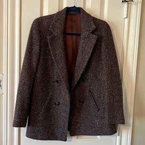 Vintage Tailored Tweed Wool Double Breasted Jacket